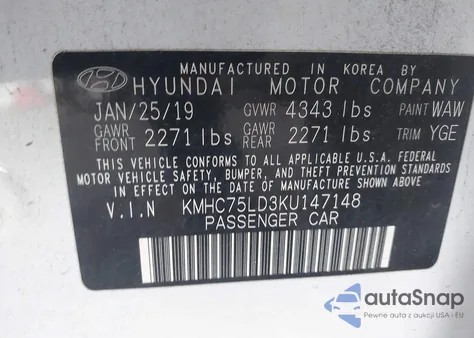 2019 Hyundai Ioniq Plug-In Hybrid Limited from USA, damaged, VIN KMHC75LD3KU147148